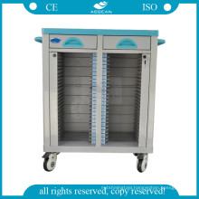 AG-CHT003 Hospital patient records holder ward room mobile two rows file trolley